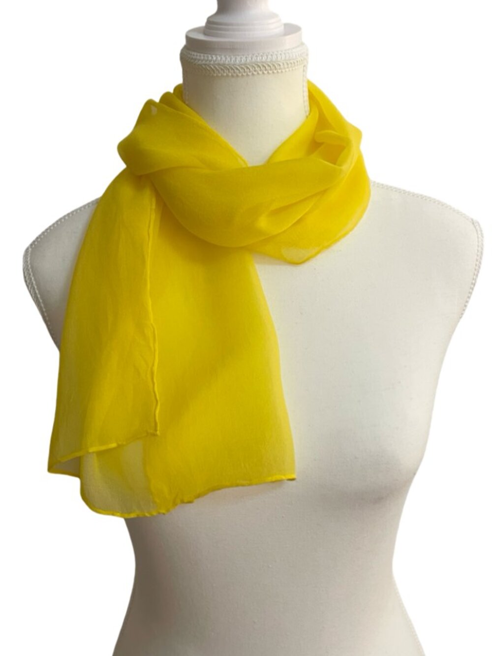 Glentey Silk Scarf 🇯🇵 Made in Japan | Hand Rolled Edges | Sheer Yellow 17 x 40
